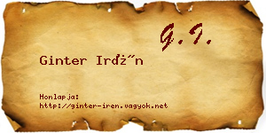 Ginter Irén névjegykártya